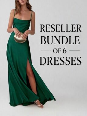 RESELLER BUNDLE OF 6 FAME and PARTNERS Green Slit Maxi Gown